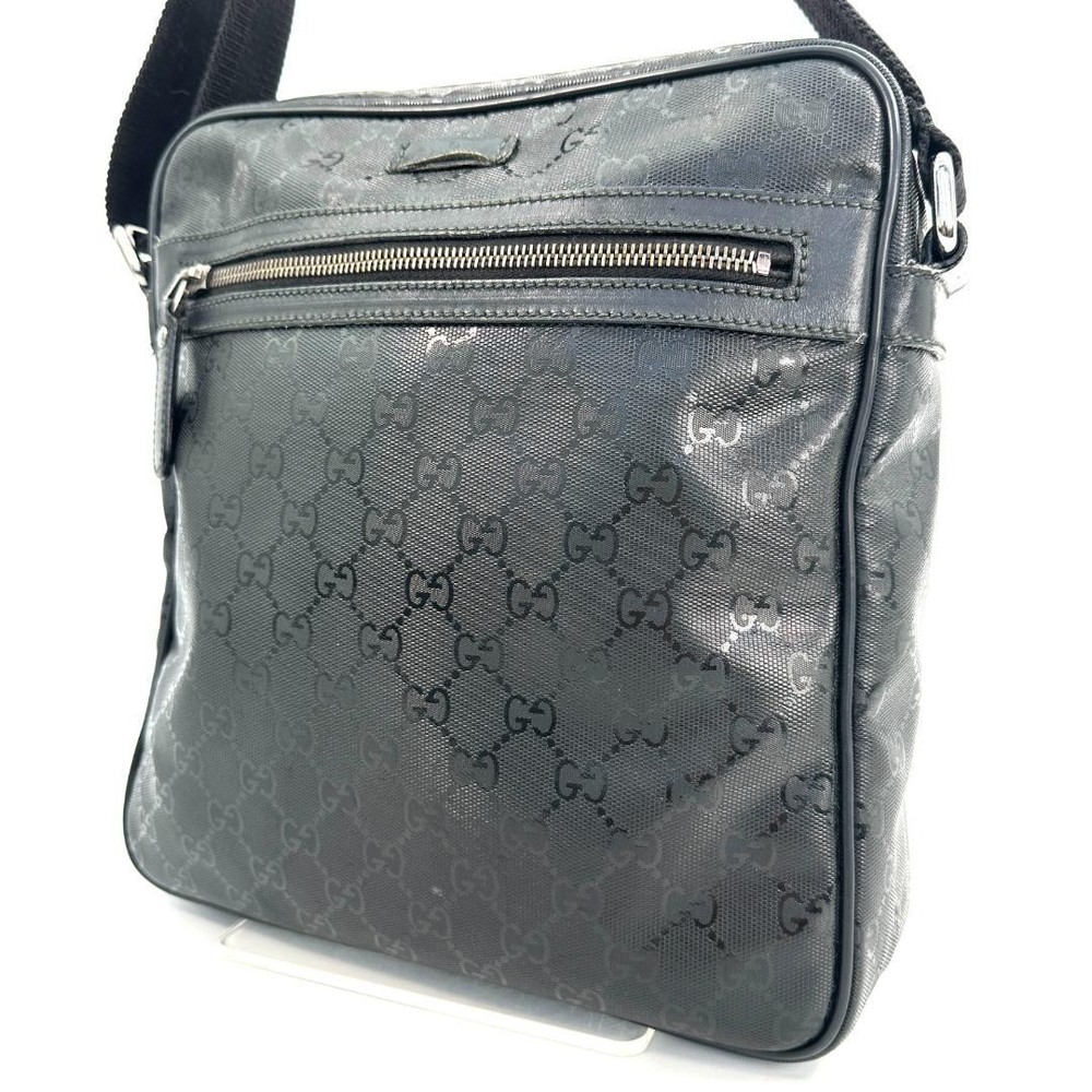 GUCCI GG Imprint PVC Black Shoulder Bag