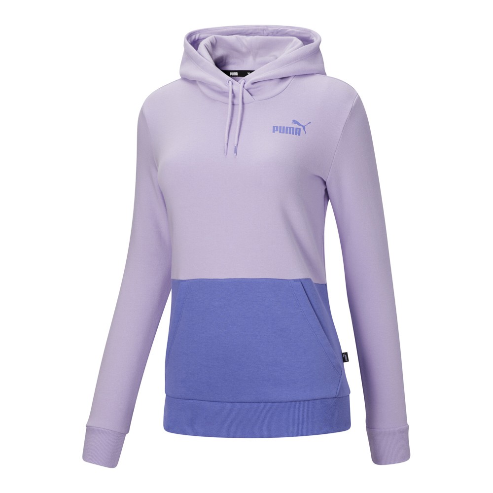 PUMA Essentials Colorblock Pullover Hoodie Womens Purple Casual Outerwear 587910