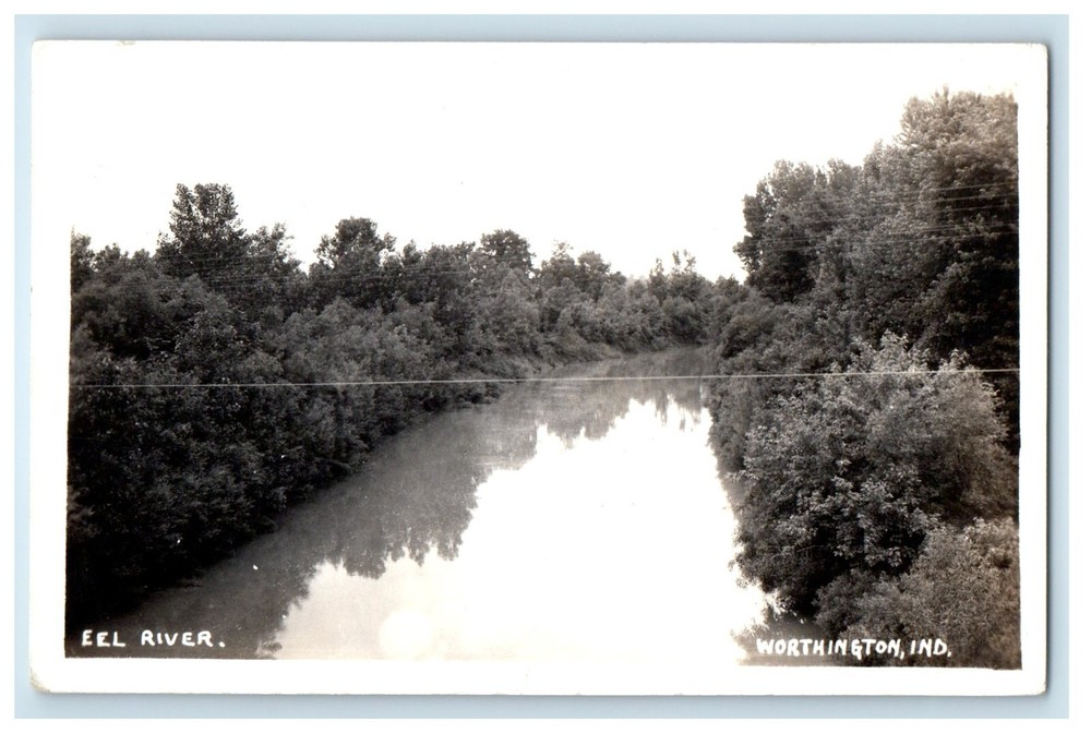 1909 View Of Eel River Worthington Indiana IN RPPC Photo Posted Antique Postcard