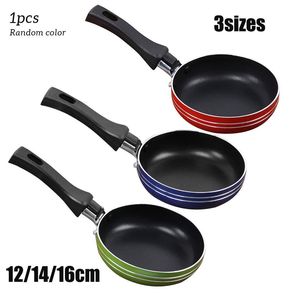 12cm,14cm,16cmMini Frying Pan Non-stick Steel Frypan Pot Saucepan Color Cookware