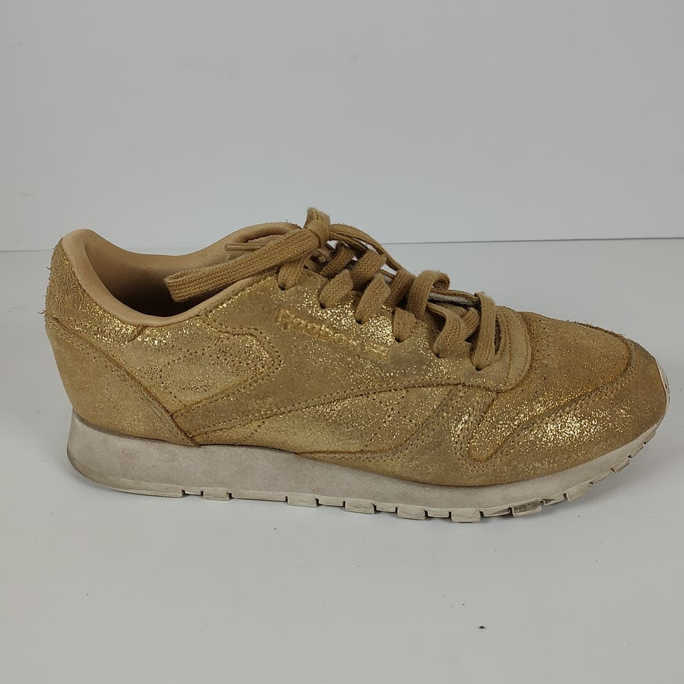 Reebok Classic leather shimmer Limited Edition glitter glam sneakers womens 6.5