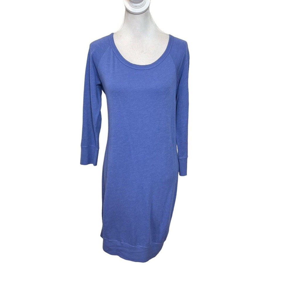 James Perse Raglán Sudadera Mini Vestido Azul Mangas Largas Mujer Talla US M