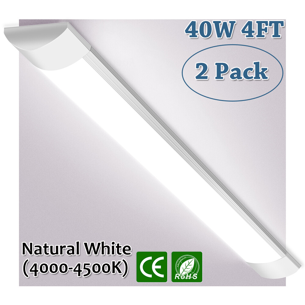 2X 4FT LED Tube Flush Mount Light Ceiling Lamp Fluorescent Strips Netural White