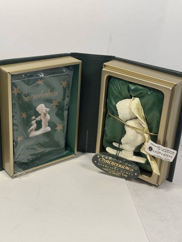 Vintage Dept 56 Snowbabies Let It Snow Ornament Snowflake XII 2pcs