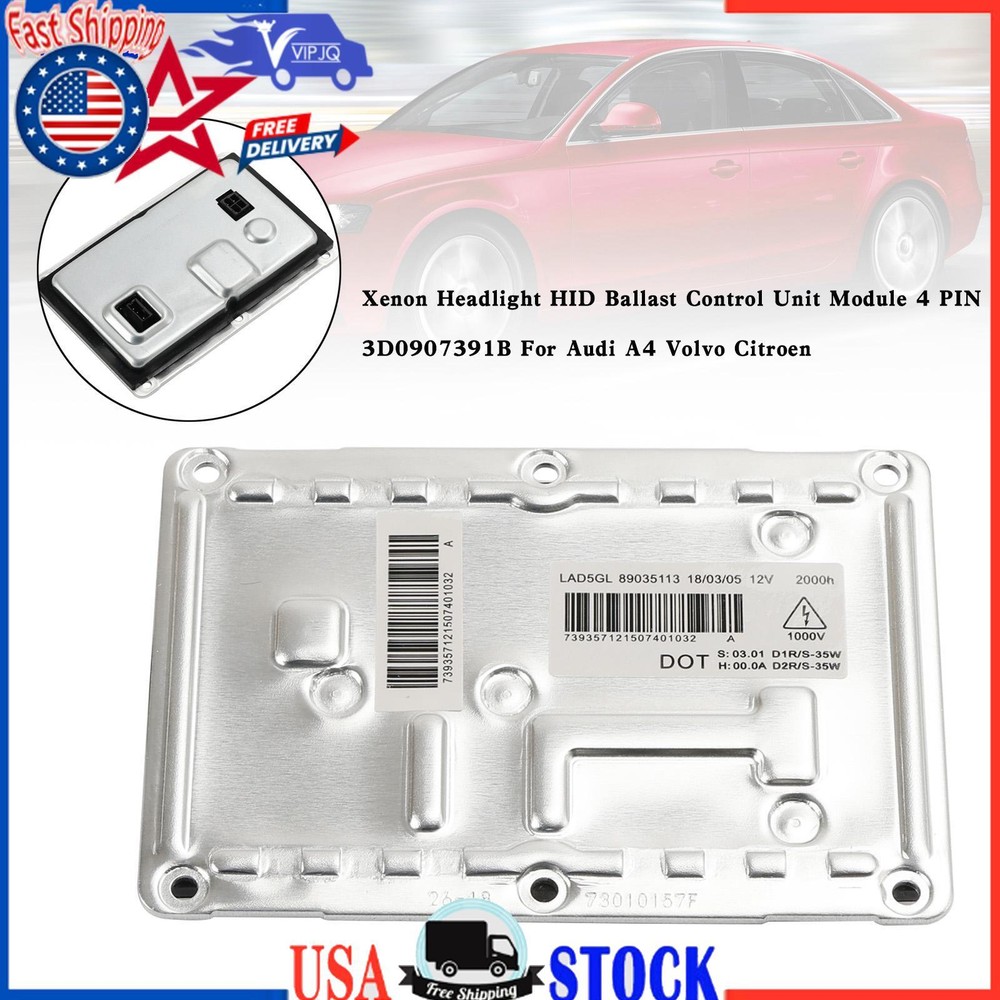 Headlight HID Ballast Control Unit Module 4 PIN 3D0907391B For Audi A4 Volvo #1