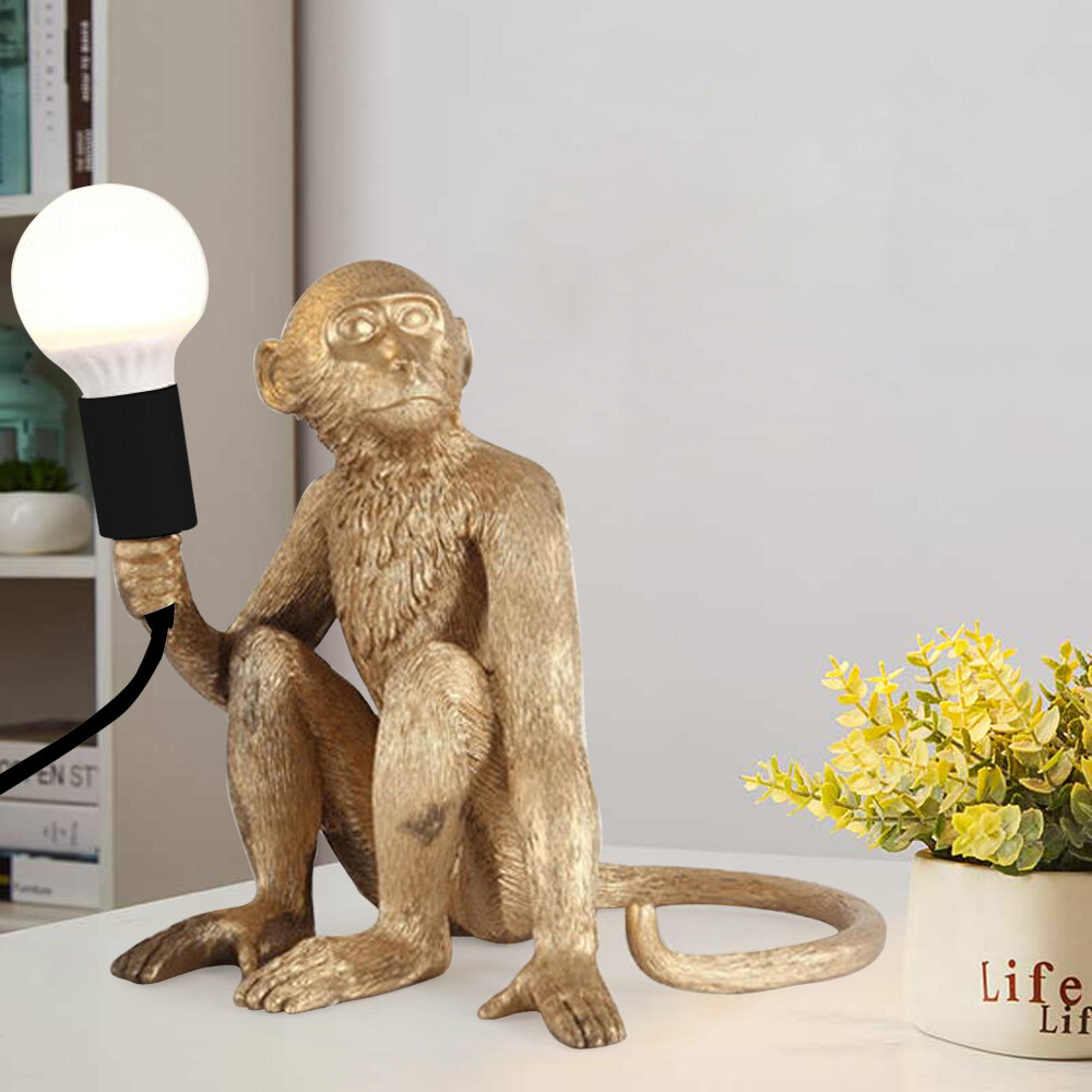 Modern Vertical Table Light Desk Lamp Resin Sitting Monkey Lighting Bedroom Home