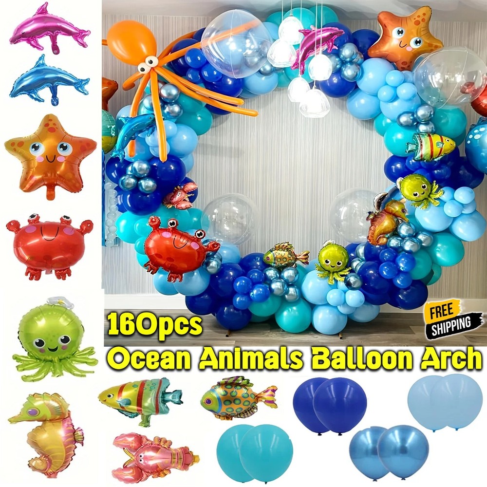 160pc Ocean Animals Balloon Arch Birthday Baby Shower Party Balloon Garland Deco