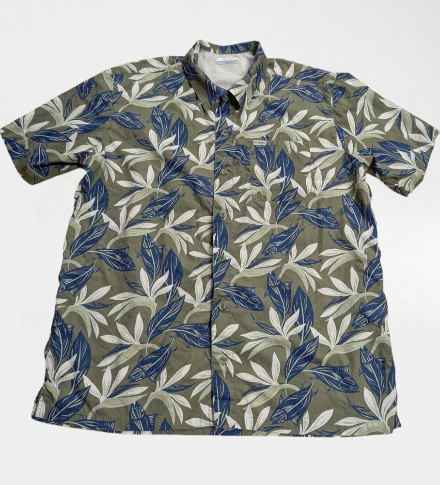 Columbia PFG Super Slack Tide Mens Large Button Up Shirt Vented Camp Outdoor