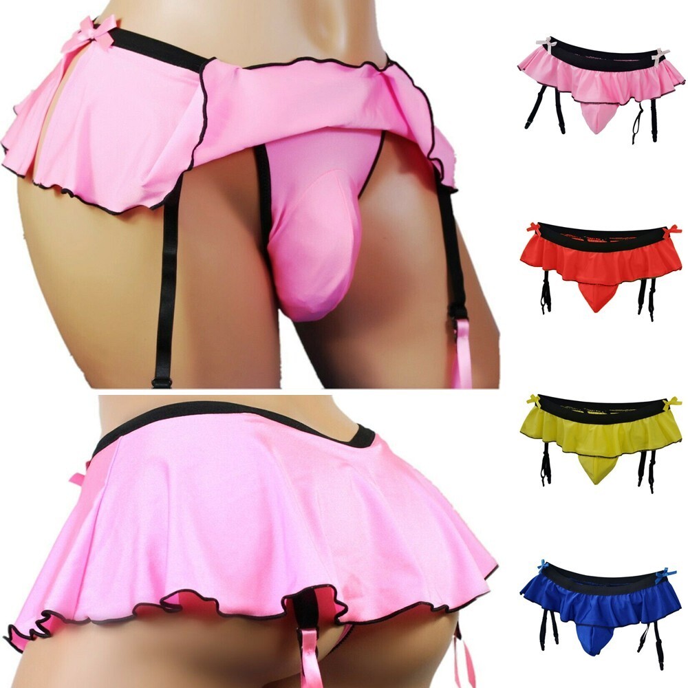 New Hot Fashion Briefs Men Jockstrap Underwear Panties Ruffled Satin Sexy