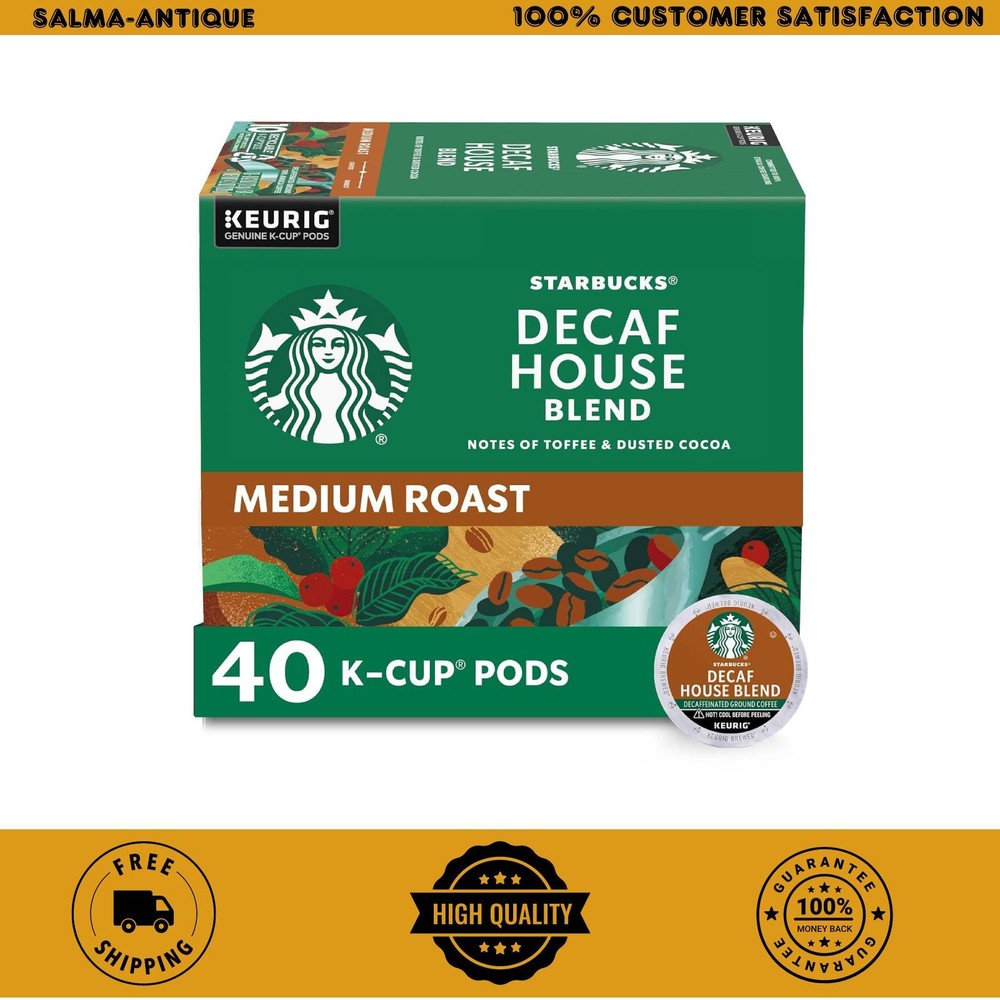 Starbucks Decaf House Blend Medium Roast K-Cup Pods 40ct Arabica Keurig