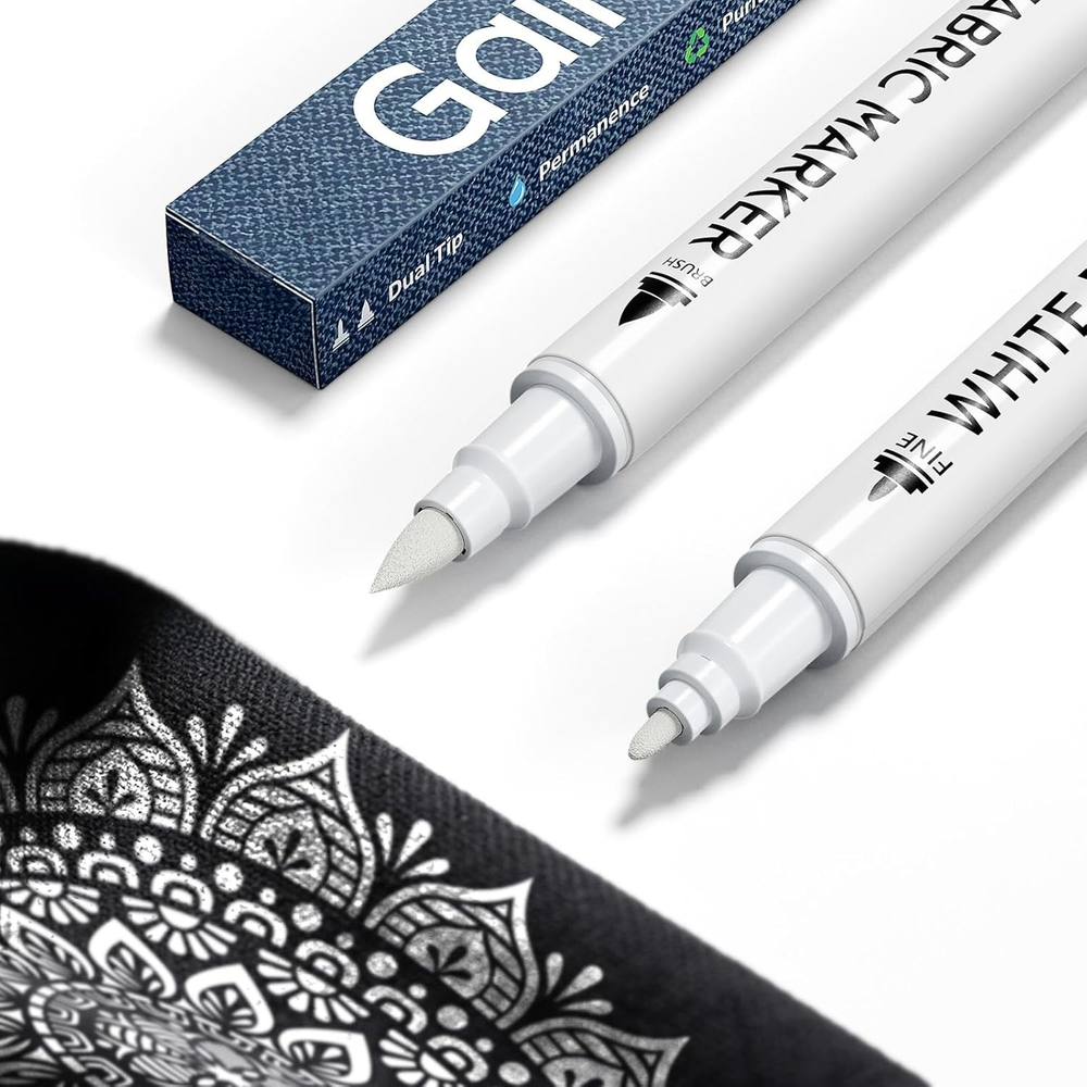 White Fabric Marker for Dark Clothes - 1 Count (Pack of 2),