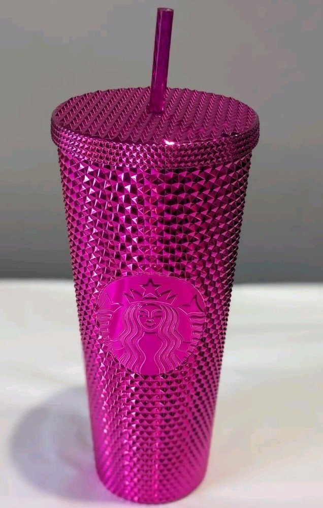 NEW Starbucks 2022 Christmas Pink Bling Studded Tumbler 24 oz Cold Cup