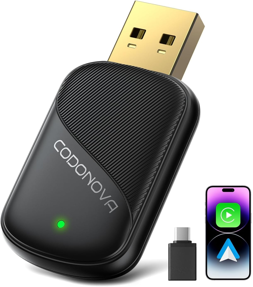 Mini Wireless Carplay & Android Auto Adapter for Iphone & Android Phone (2026 Up