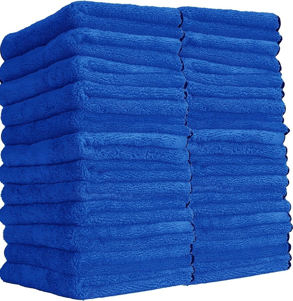 Professional Grade Premium Microfiber Towels, Blue  (Pack of 24)