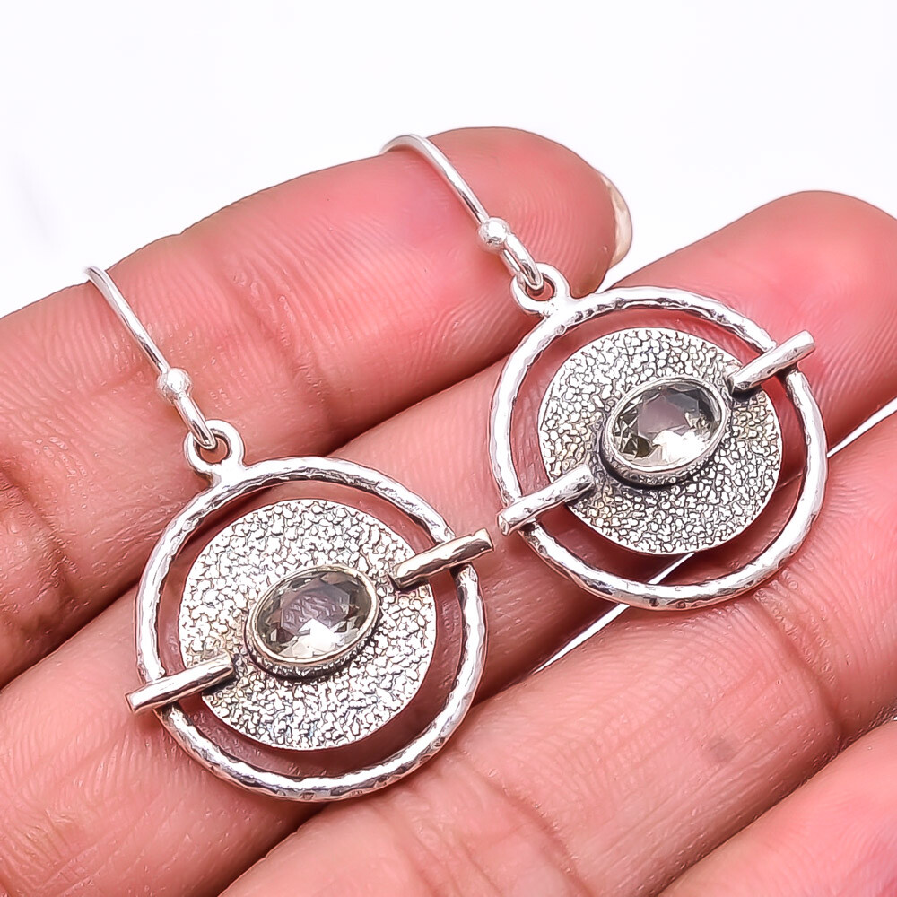 Smokey Gemstone 925 Sterling Silver Earring 1.56