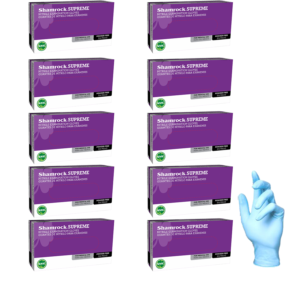 Shamrock Supreme Blue Nitrile Exam Gloves, Size Small, Case Pack of 950