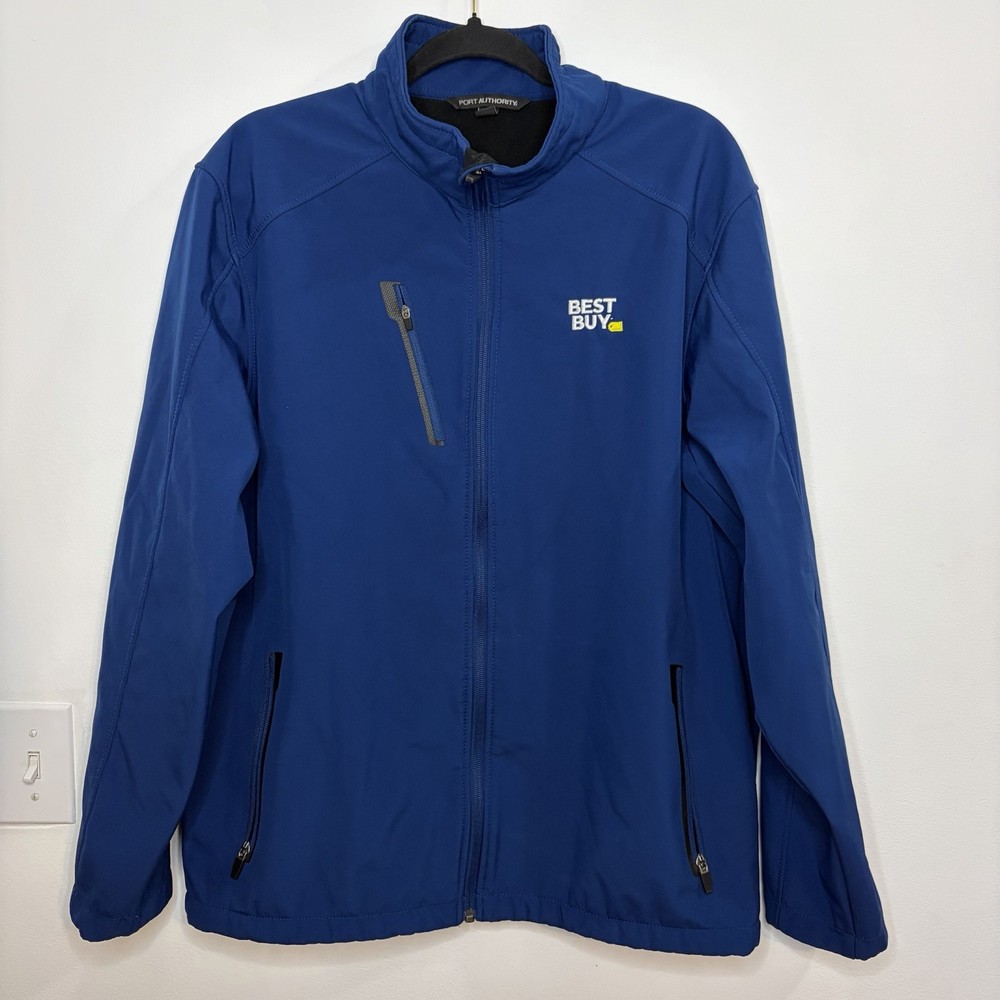 Port Authority Best Buy Mens Large Soft Shell Jacket Full Zip Blue Welded J324