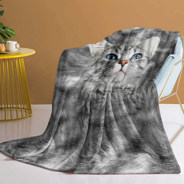 Cute Fleece Cat Blanket for Cat Lovers - Soft Flannel Throw for Women & Girls