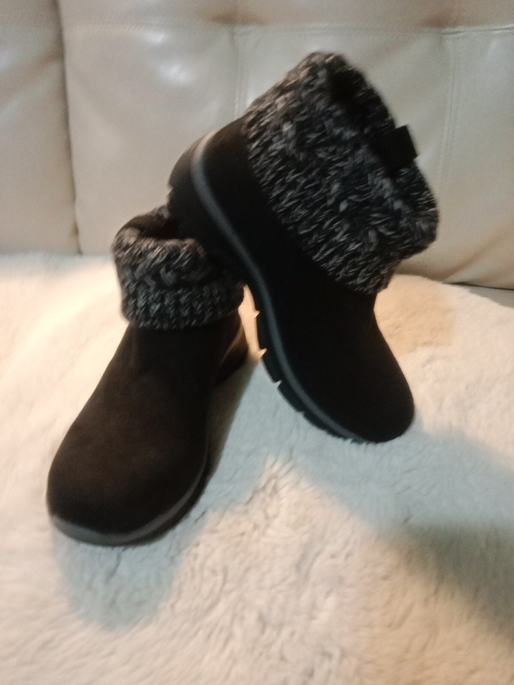 Skechers Ankle Winter Boots Womens Size 6.5 Easy Going Heighten Bootie Black