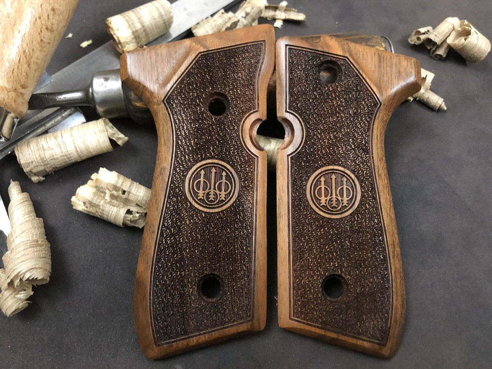 Beretta 92F, 92FS, M9, 96 Turkish Walnut Wood Grips Handmade. US Based Seller