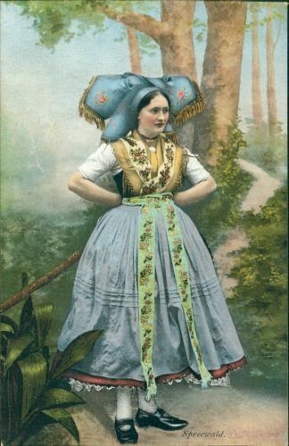 Postcard greeting from Spreewald costume women around 1910-IV