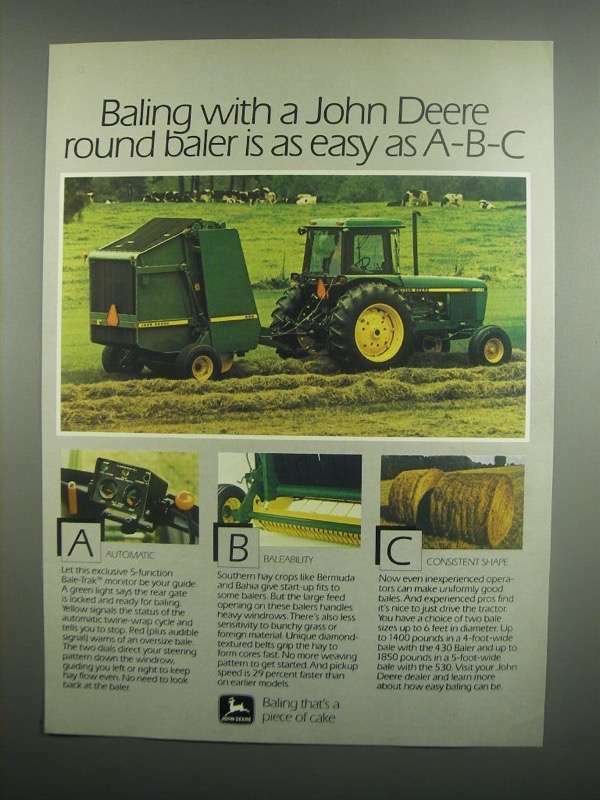 1984 John Deere 530 Baler Ad - Easy as A-B-C