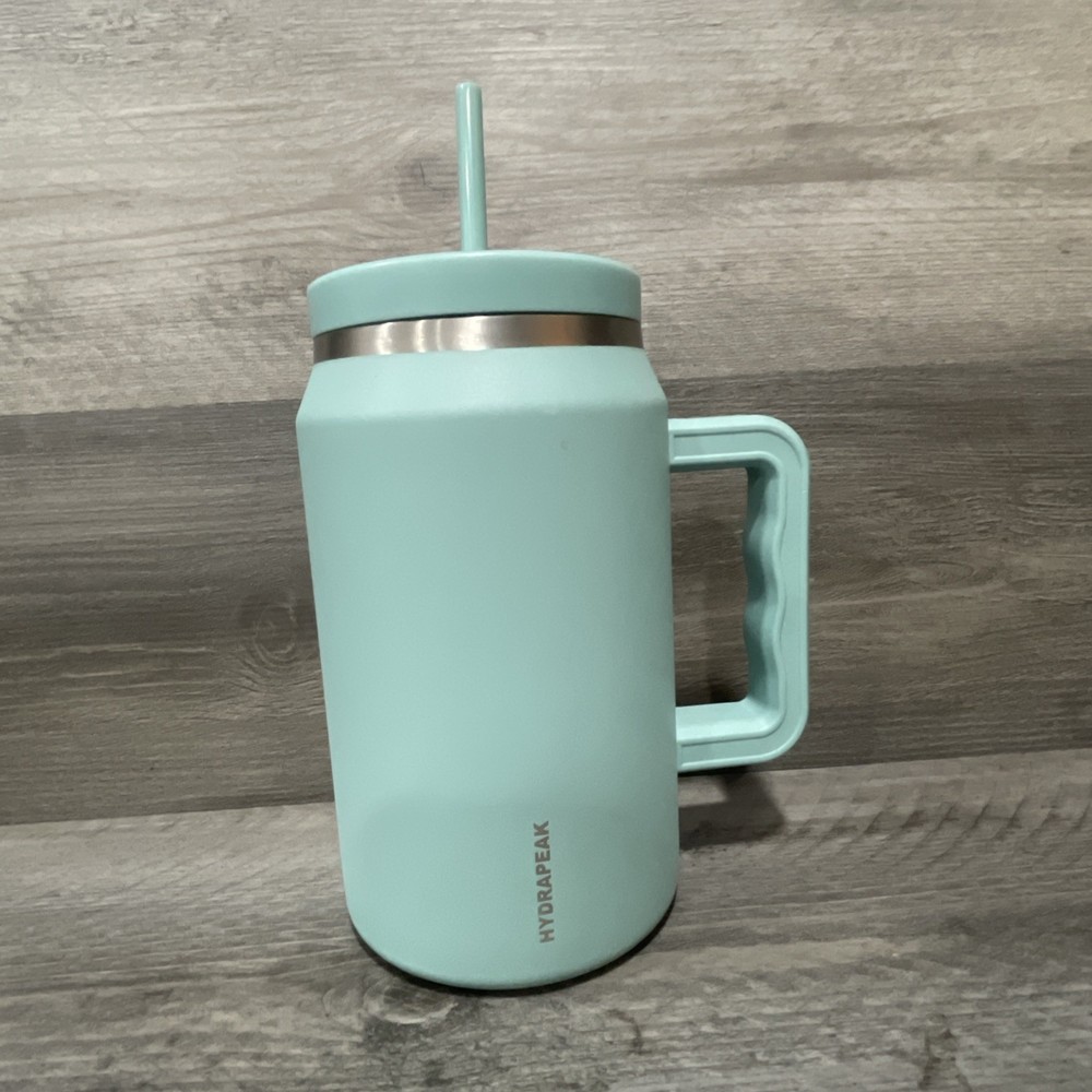 HydraPeak AQUA Quench 50 oz Steel Insulated Bottle Tumbler Handle Straw