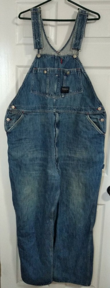 Vtg OshKosh Mens 44x30 Vestbak Denim Carpenter Farmer Bib Overalls Jean Cotton
