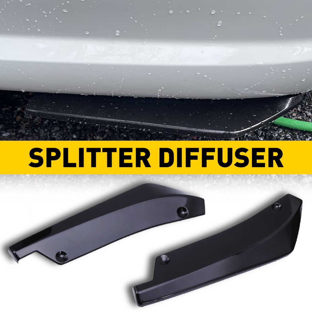 2 Black Rear Bumper Fin Canard Splitter Diffuser Valence Spoiler Lip Accessories