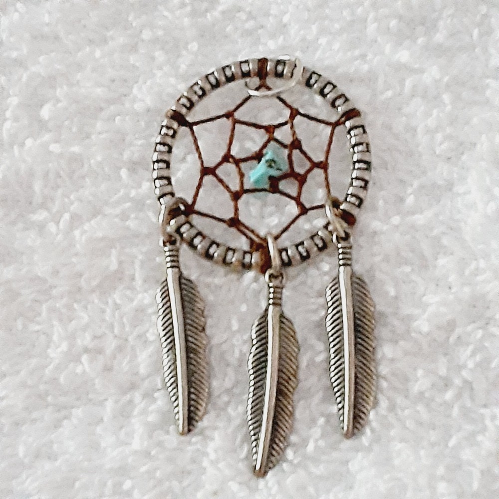 Bohemian Pendant Dream Catcher Necklace Fairycore SilverTone Luck Magic No Chain