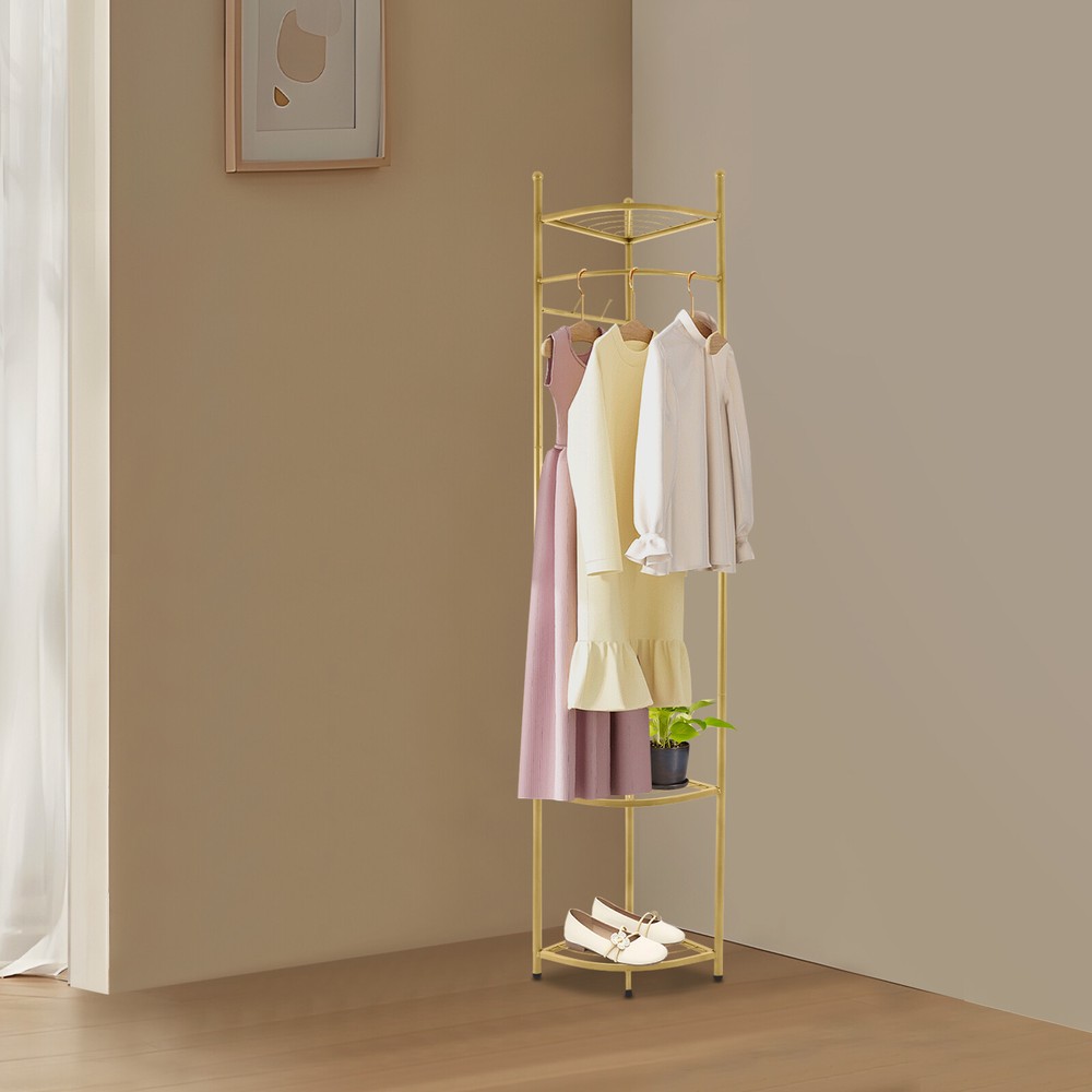 Modern Freestanding Corner Coat Rack Garment Stand Holder