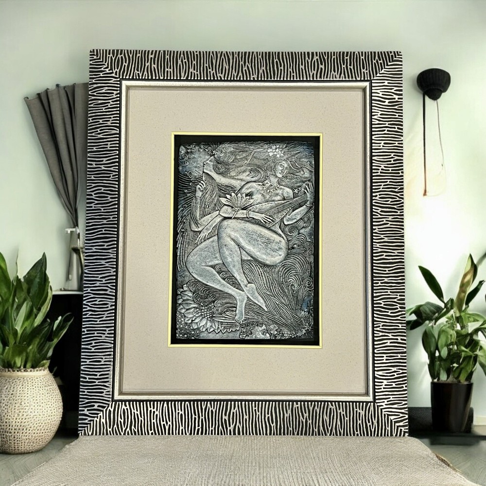 3D Wall Art - Nude Women Playing Guitar.  18inx15in