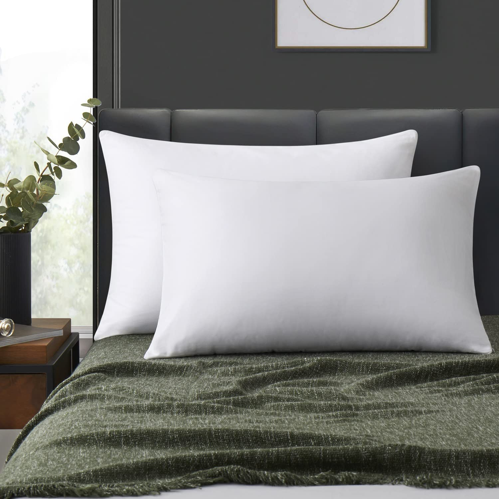 100% Cotton Zippered Pillow Cases Standard Size Set of 4, Super Soft & Breathabl