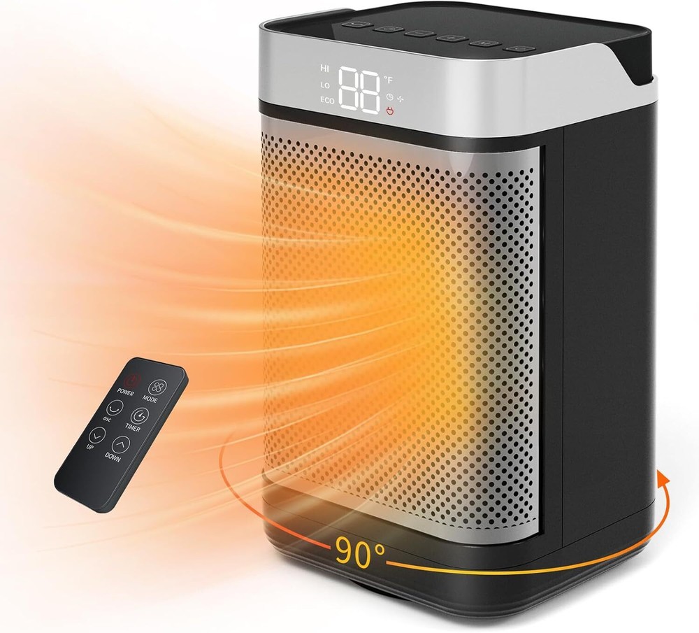 1500W Indoor Space Heater with 90° Oscillation for Home