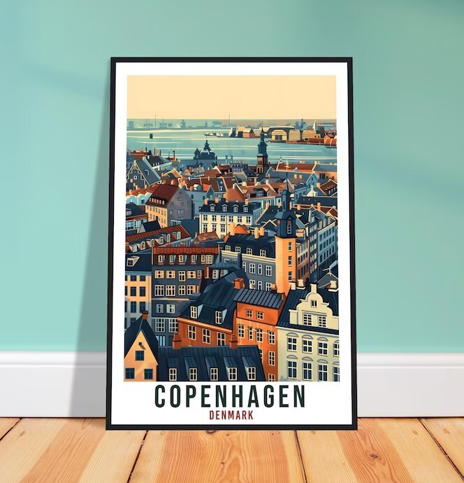 Vintage Copenhagen Travel Poster - Denmark Wall Art for Home Decor  