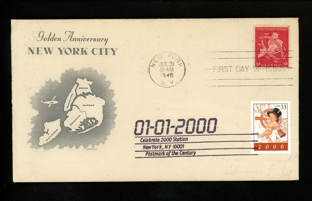 USPS 2000 New Year Millennium Stamp FDC NY #3369 Dual C38  -image