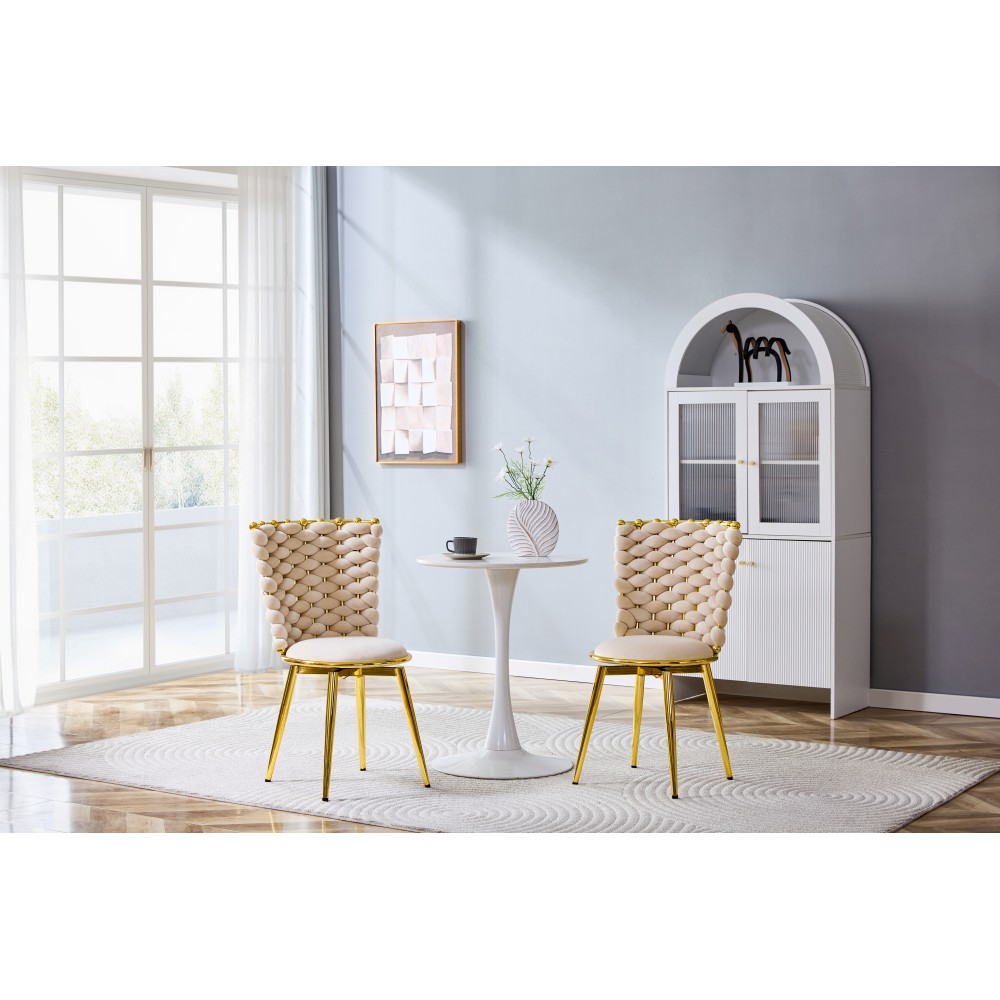 Set of 2 modern luxury velvet woven decorative dining chairs