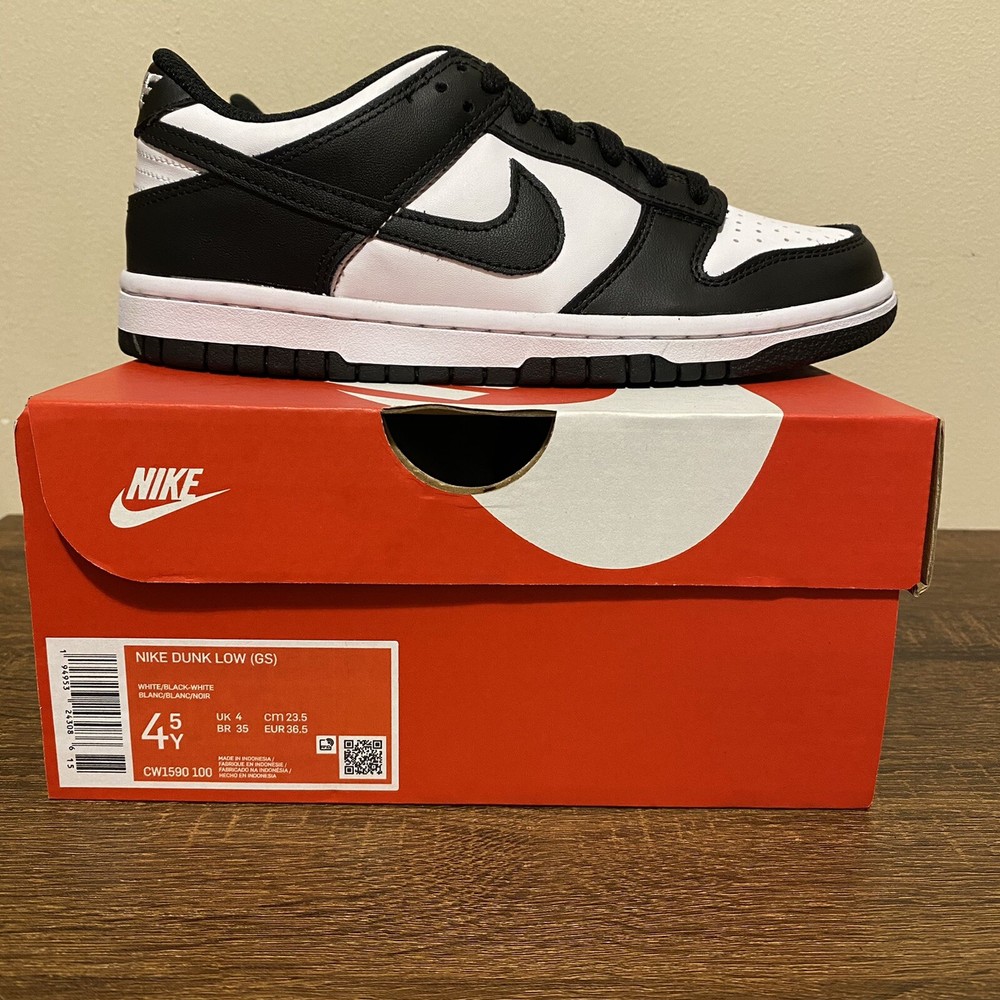 Nike Dunk Low Panda Size 4.5Y/6W Sneakers GS White Black CW1590-100 NEW