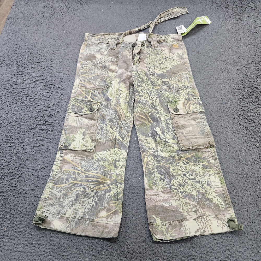 Realtree Girl Pants Girls 8 Green Camouflage Cargo Capri Outdoors Hunting MX1