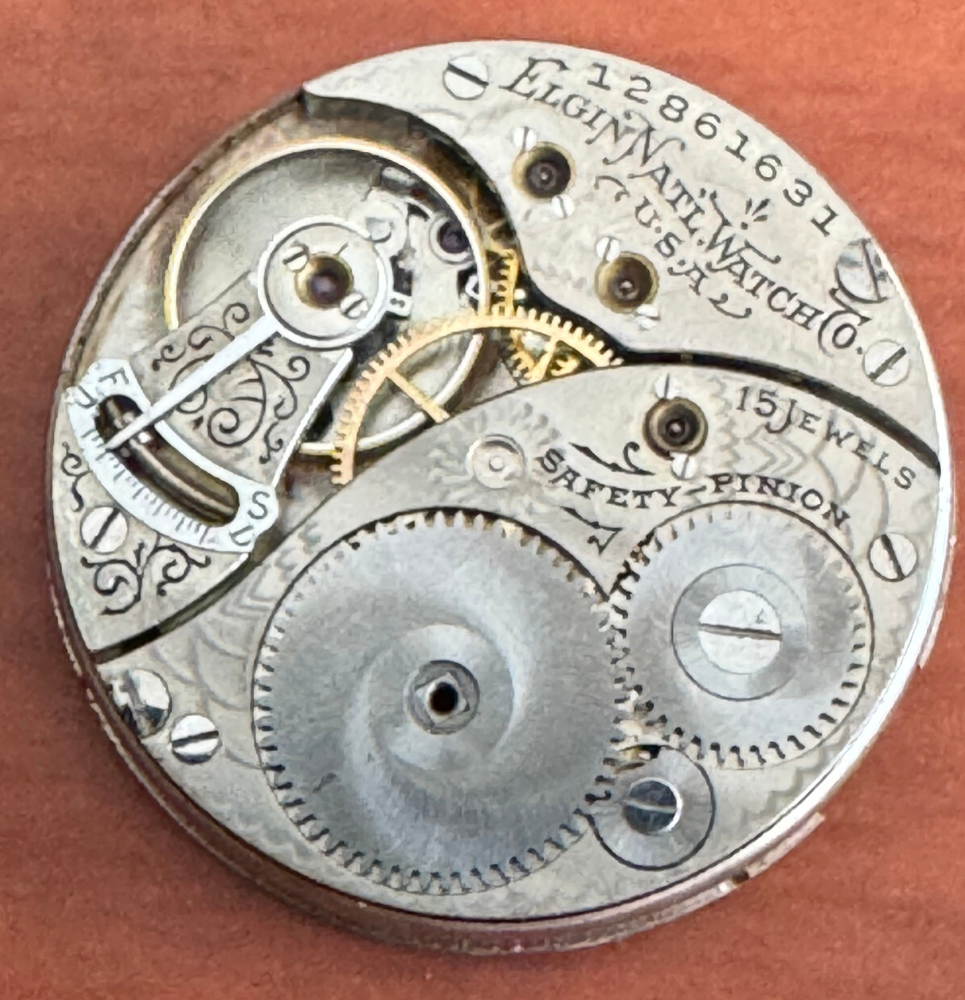 Vintage 0 Size Elgin Pocket Watch Movement GR 354 15 Jewel Working