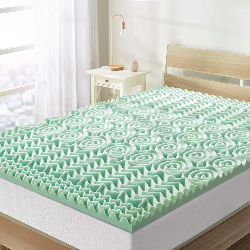 1.5 Inch 5-Zone Memory Foam Mattress Topper, Calming Aloe Infusion, Dorm Essenti