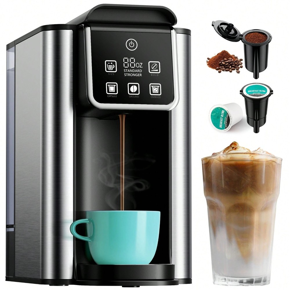 Single Serve Coffee Maker Hot and Iced Coffee Machine 50oz Tank Stainless Steel