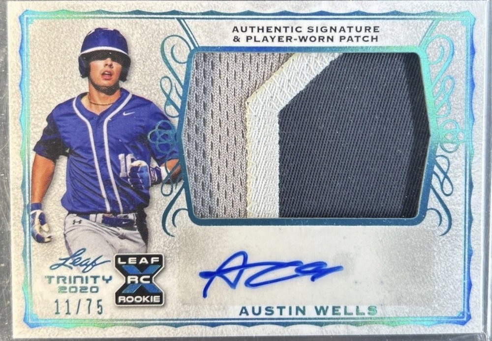 Austin Wells RC Auto 11/75 RARE Jersey Number PATCH New York Yankees Road Jersey