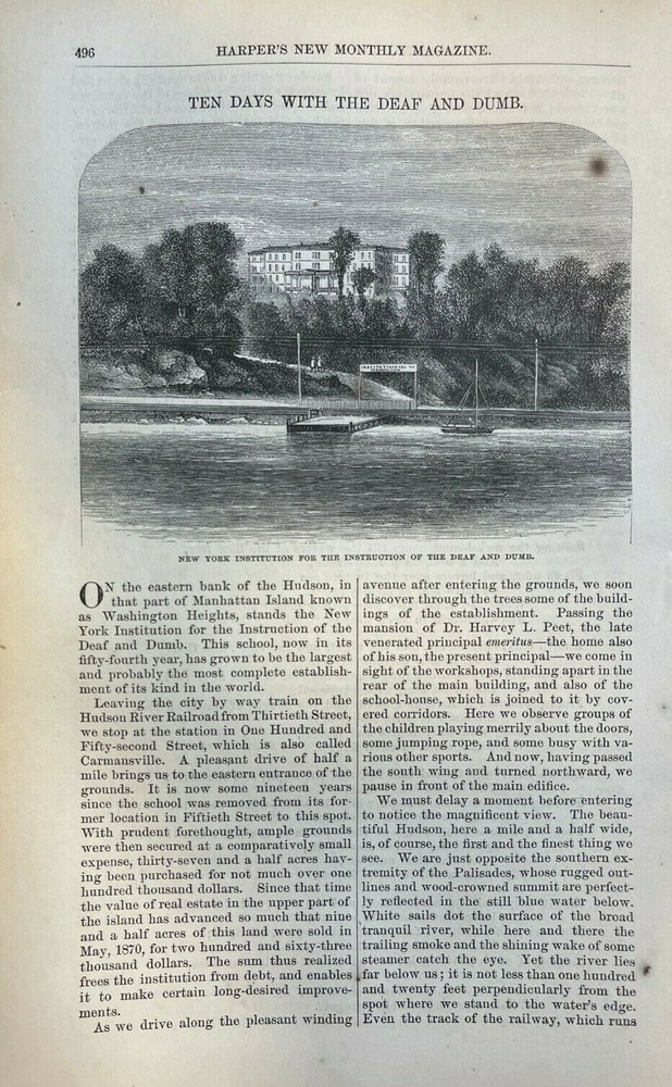 1873 Harvey Peet New York Institution for the Instruction of the Deaf and Dumb