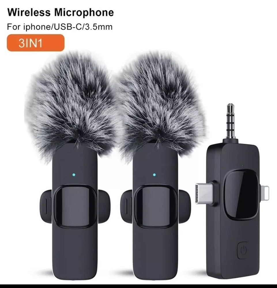 Wireless Mini Microphone Dual Lapel 3in1 FOR IPHONE/USB/3.5mm Micrófono Portatil