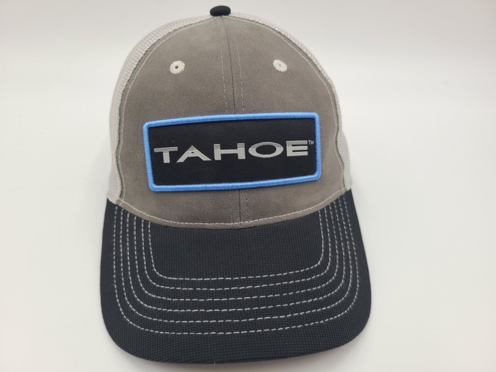 Tahoe Boats Mesh Trucker Snapback Hat Cap Fish Sports Men Women Gray Black Blue