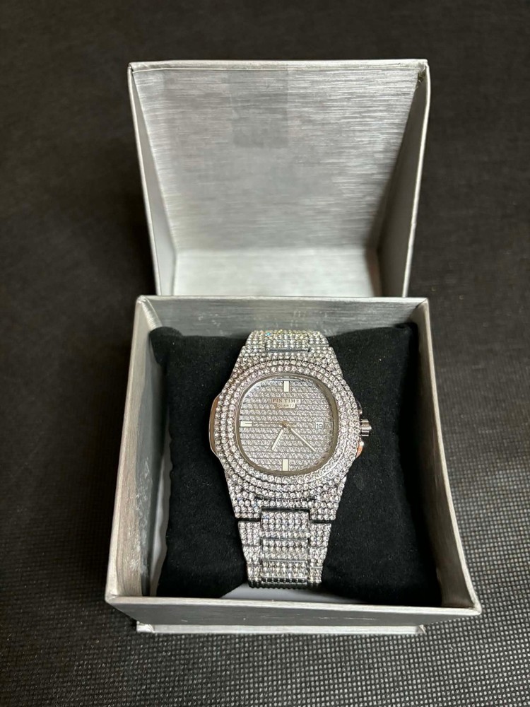 Men's Bling Diamond Watch - Full Iced Out Stainless Steel - Brand New in Box