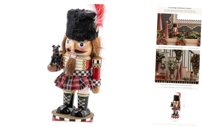 Decorative Nutcracker Figurine, Wooden Nutcracker Christmas Tartastic Scottish