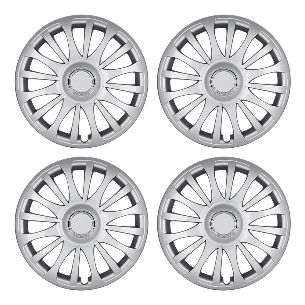 16 Inch Silver Snap-On Wheel Covers Full Hub Caps Set of 4 for R16 Tires