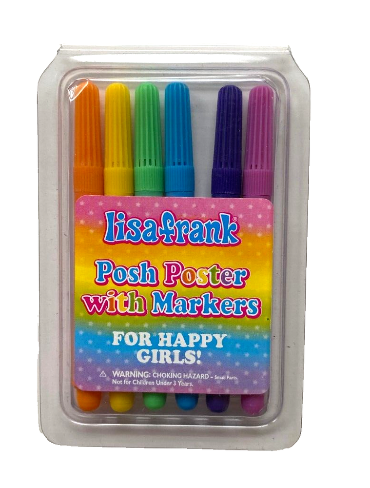 Lisa Frank Markers 4 inch set 6 in plastic clamshell case came with Posh Poster